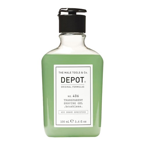 DEPOT No. 406 Transparent Shave Gel - Precision Shaving Gel with Aloe & Menthol | 3.3 fl. oz.