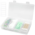 MatFirsmo Cotton Swab Holder for Travel, 4 in 1 Portable Small Dental Floss Holder, Travel Floss Picks Case with Dustproof Lid, Clear Plastic Small Travel Containers for Cotton Bud Hair Ties