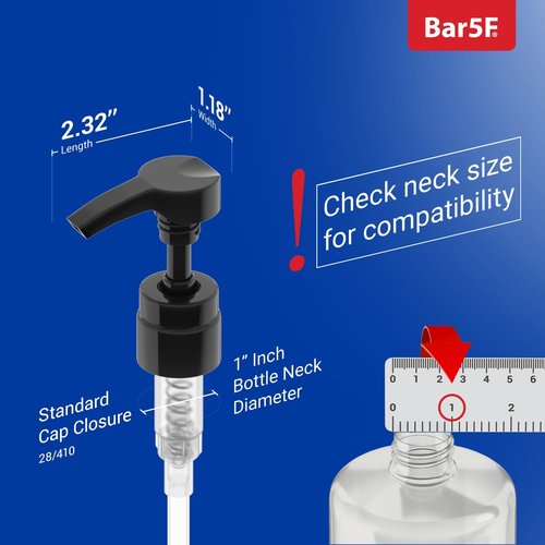 Skiennix 33.8 oz Shampoo & Conditioner Pump Dispenser - 2-Pack for 1-Inch Neck Bottles (Black)