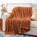 Orange Faux Fur Throw Blanket - 50x60 Inch Double-Sided Cozy Couch Decor