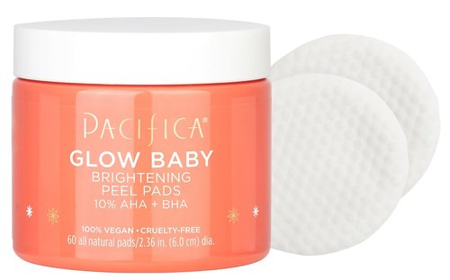 Pacifica Brightening Glow Peel Pads - 60 Count for Radiant Skin and Even Tone