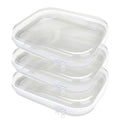 3PCS Clear Hard Plastic Zipper Case, Double Zippers Hard Pouch, Portable Travel Organizer Bin Clear Makeup Bag for Toy Storage, Snack Bag, Cosmetics, Pencil Case, Diaper Bag, Toiletry Bag (3PCS-M)