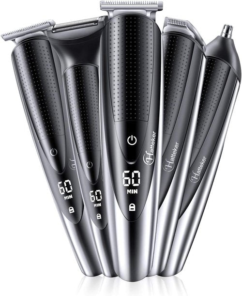 Hatteker Mens Beard Trimmer Grooming kit Hair Trimmer Mustache Trimmer Body Groomer for Nose Ear Facial Hair Cordless Waterproof 5 in 1