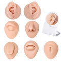 Piercing Kit Silicone Model Body Part Displays Set, 8pcs Soft Body Piercing Practice Model Kit with Display Holder,Soft Fake Tongue Mouth Nose Eye Navel Ear 5D Model Training Tool Kit for Piericng