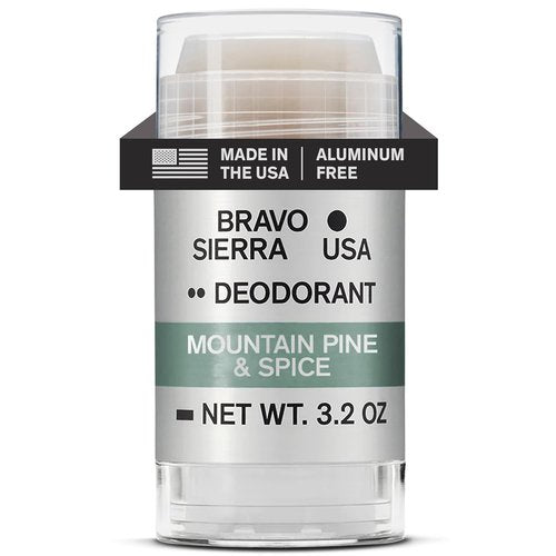 Bravo Sierra Aluminum-Free Deodorant for Men - Natural Ingredients for All-Day Odor & Sweat Protection | Mountain Pine & Spice, 3.2 oz - Paraben & Cruelty-Free, Vegan