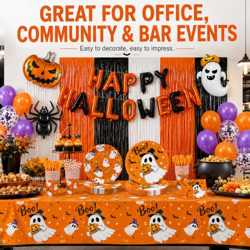 215PCS Halloween Party Decorations & Tableware Set - Ghost & Pumpkin Theme