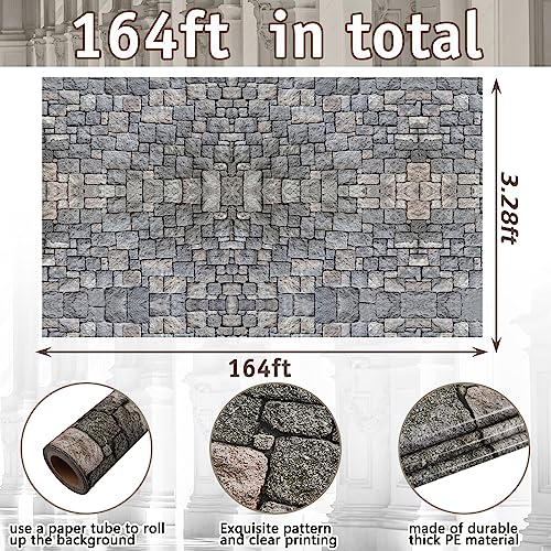 Stone Wall Tablecloth Roll 164ft x 39.4in Medieval Halloween Party Decor