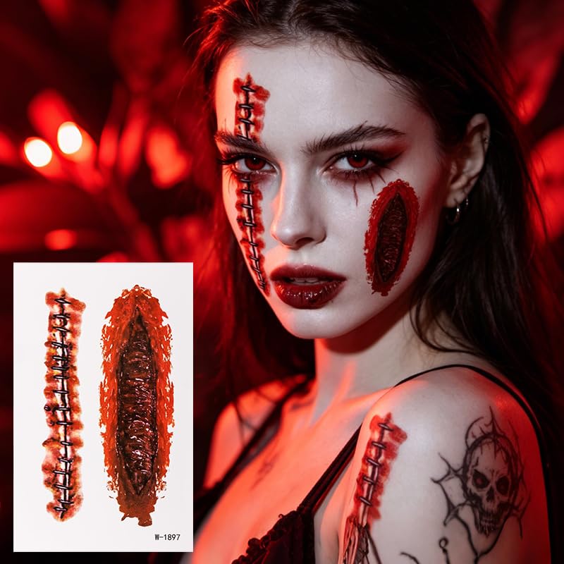 Halloween Zombie SFX Makeup Scar Tattoos - 30 Sheets with Variation of This Listing
