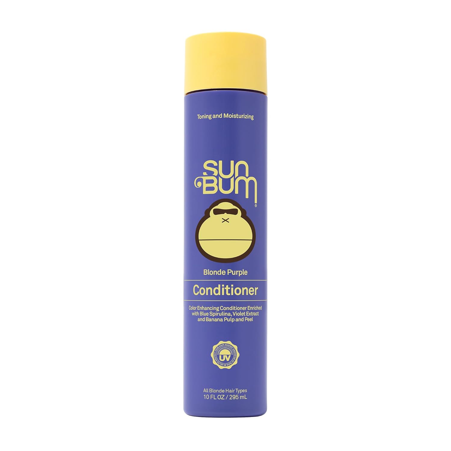 Sun Bum Blonde Purple Conditioner - Moisturizing & Brightening Formula - UV Protection & Color Toning for Blonde Hair - 10 oz