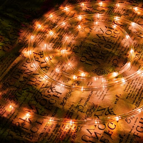 Orange 50ft LED Rope Lights Outdoor Waterproof Connectable Decorative Lighting