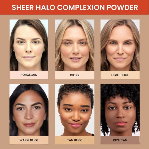 True + Luscious Sheer Halo Complexion Powder | Talc-Free Mineral Pressed Powder Foundation for Oily Skin Oil Control Matte Finish with Kaolin Clay Vegan Cruelty-Free Natural Glow 0.32 oz | Warm Beige