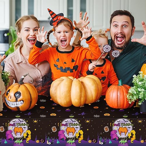 Halloween Hocus Pocus Disposable Tablecloth Set - 3 Pack, 108x54 Inch - Witch & Pumpkin Party Decor