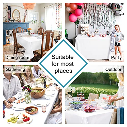 2 Pack White Rectangle Tablecloths 70 x 140 Inches Waterproof & Spillproof