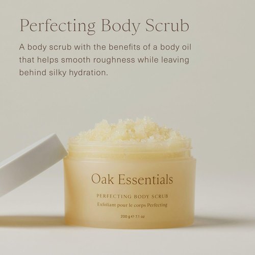 Oak Essentials Perfecting Body Scrub - Gentle Sugar Exfoliator for Smoother, Softer Skin | 7.1 Oz