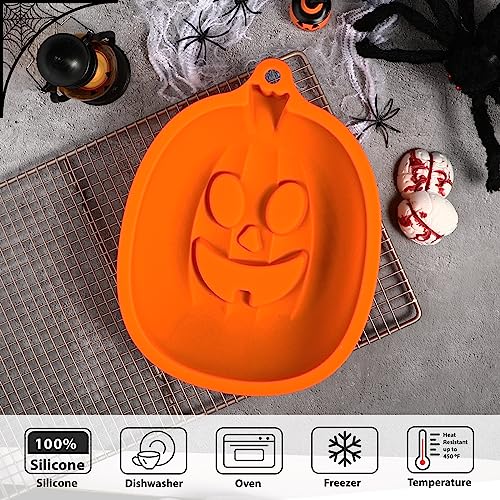 Halloween Pumpkin Cake Pan Silicone Mold 8 Inch Jack O Lantern Bakeware