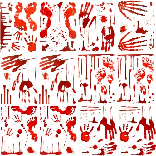 Halloween Bloody Handprint & Footprint Window Decals - Spooky 111-Piece Set