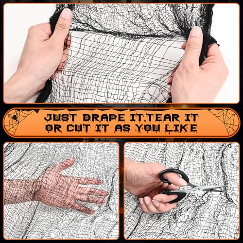 Halloween Creepy Cloth - Black 6 Pack, Spooky Fabric for Haunted House Decor, Indoor & Outdoor Use 30x72 inch