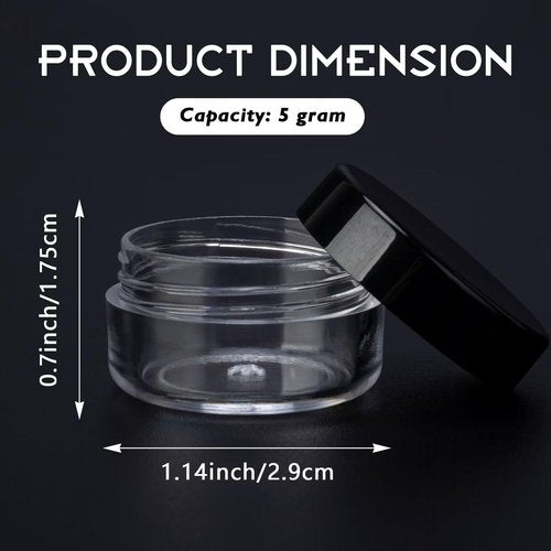 100 Count 5 Gram Sample Containers, Clear Lip Balm Containers with Lids, Small Plastic Sample Jars with 8 Mini Spoons, 100pcs Labels (Pink Lid)