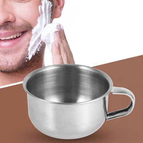 Haosie Shaving Soap Bowl Cup, Man Shaving Soap Bowl, 3.4inch Stainless Steel Soap Bowl with Handle, Metal Shaving Soap Mug Bowl Cup Shaver Cleansing Foam Tool for Man