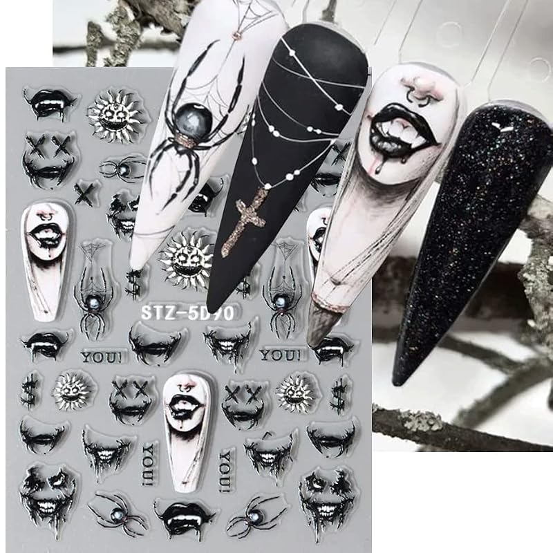 Halloween Nail Art Stickers - Spooky Skull Spider Evil Eye Designs - Halloween-1