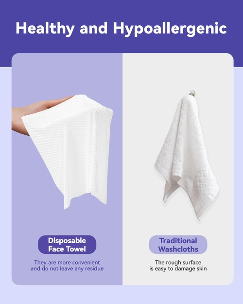 Jolly Care Disposable Face Towels, 10"×12" XL Face Towelette Disposable, Soft Makeup Remover Dry Wipes, Thick Facial Tissue for Women Cleansing, Skin Care, 50 Count (1 Pack)