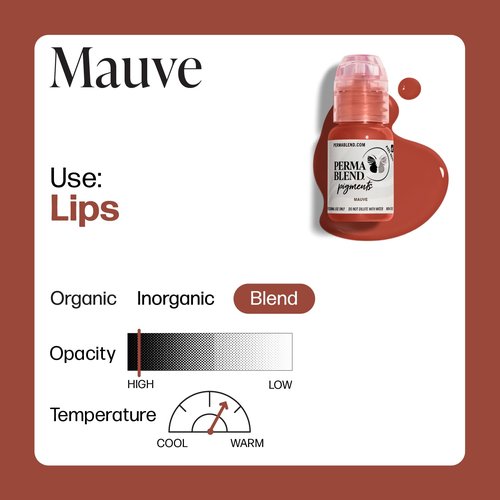 Perma Blend - Mauve - Mauve Tattoo Ink for Permanent Makeup - Lip Blush Microblading Ink to Enhance Color - Lip Blushing & Tattoo Supplies - Vegan (0.5 oz)