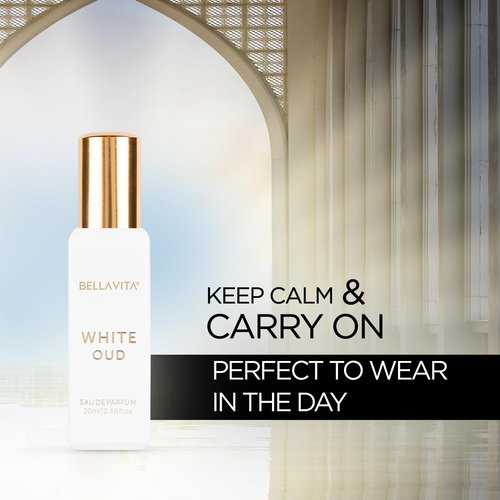 Bellavita Luxury White Oud Eau de Parfum - Travel Size 20 ml | Long Lasting Unisex Fragrance with Fruity and Tobacco Notes