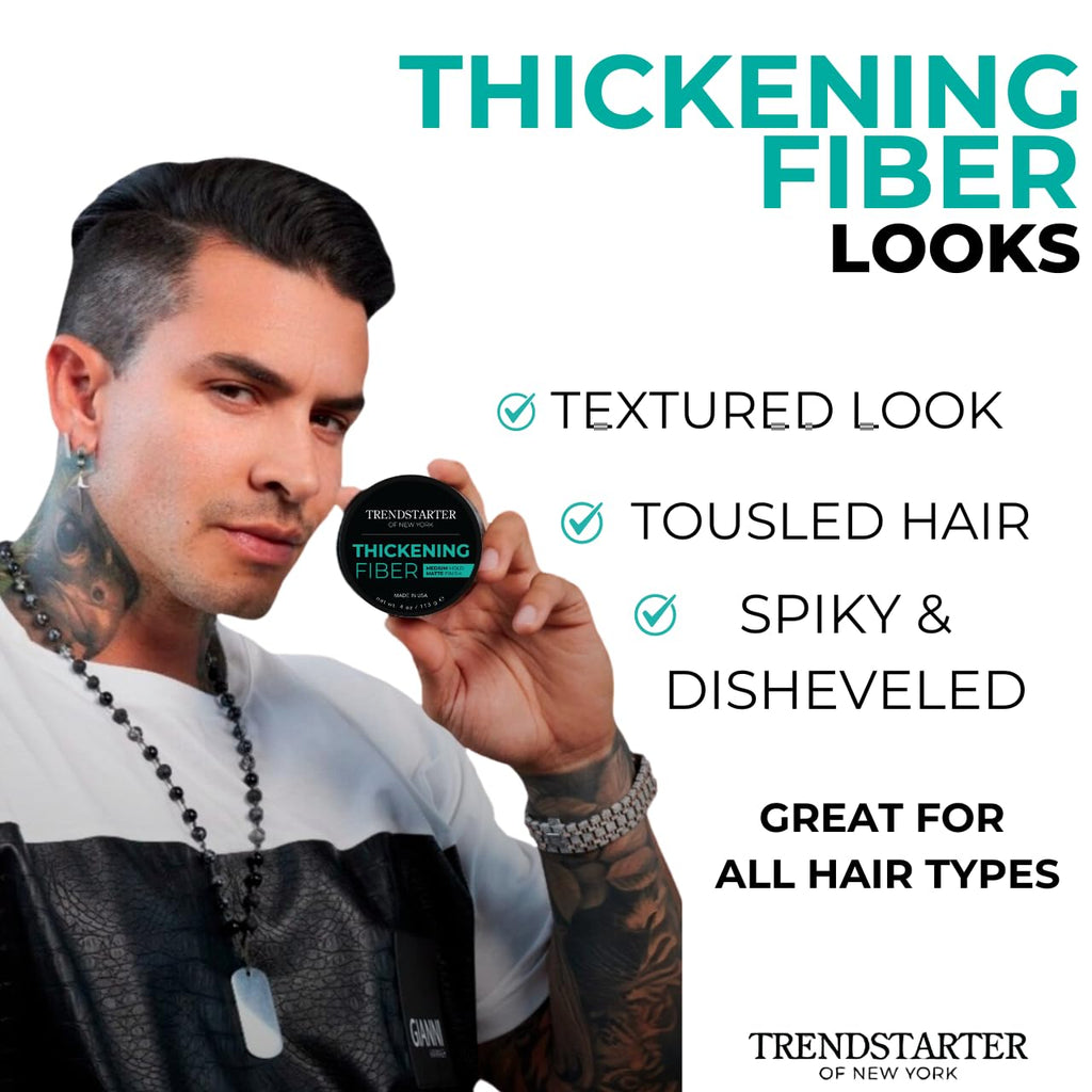 TRENDSTARTER Thickening Fiber Pomade - Medium Hold, Matte Finish - 4oz Water-Based Styling Clay