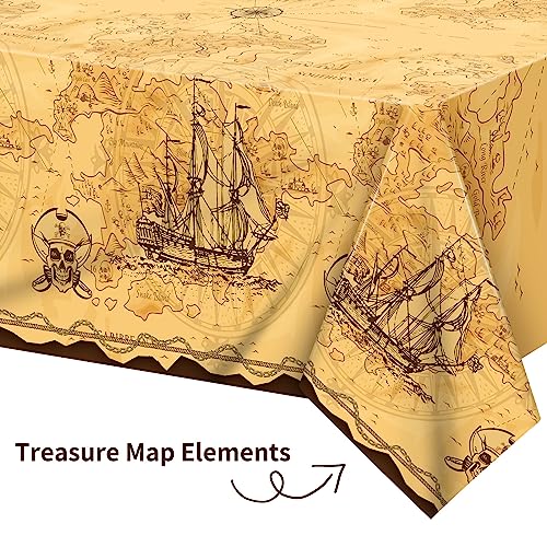 2 Pack Pirate Treasure Map Tablecloths - Pirate Party Supplies & Decorations