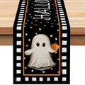 Halloween Ghost Table Runner Black Pumpkin Chessboard Pattern 13x72 Style 04