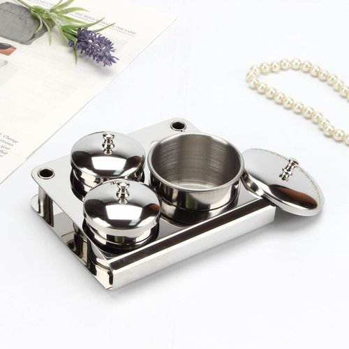 KCGANI 3 Pcs Stainless Steel Nail Art Equipment Cup Bowls, Acrylic Nail Liquid Container Dish Pot Liquid Powder Cup, Mini Nail Powder Holder Container with Lids Nail Art Equipment Tools