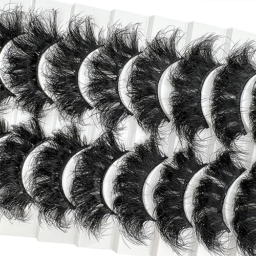 False Eyelashes 20mm Long Mink Fluffy Dramatic Lashes Pack - Crisscross Effect, Easy to Apply, Natural Look, 10 Pairs