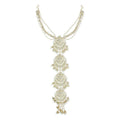 I Jewels Gold-Plated Metal Indian Wedding Bollywood Floral Kundan Pearl Studded Beaded Head Chain/Paranda (T2096W)