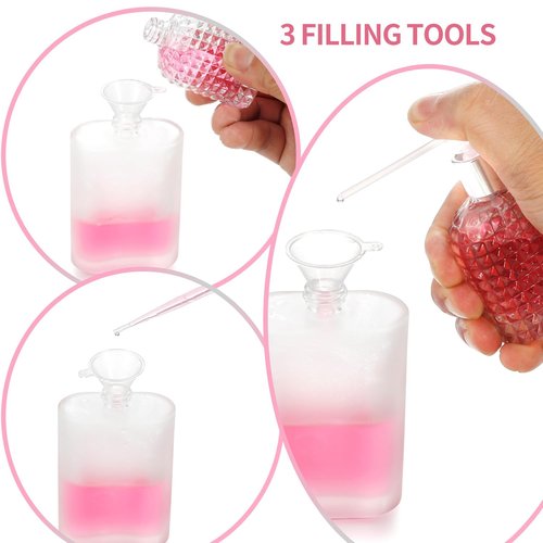 Jxcmeng 4 Pack 50ml/1.69 Oz Empty Frosted Glass Spray Bottles Perfume Atomizer, Refillable Empty Spray Perfume Bottles Fine Mist Atomizer Dispenser Container for Travel (4 Pcs 50ml Frosted Bottles)