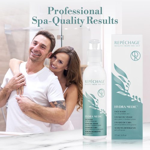 Repechage Hydra Medic Gentle Exfoliating Face Wash - Daily Foaming Gel Cleanser for Oily Skin with Salicylic Acid & Aloe Vera - 6 fl oz