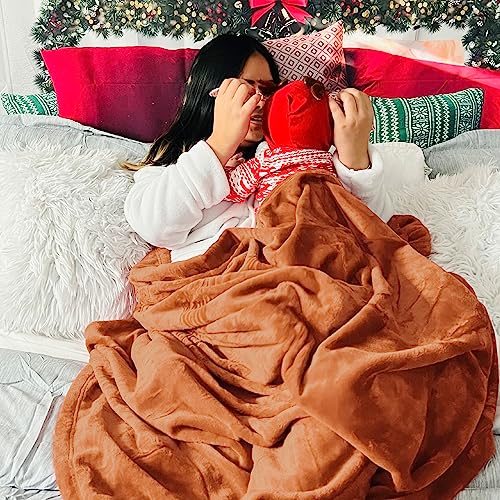 Bedsure Cozy Fleece Throw Blanket - 50x70 Inches, Orange, XL