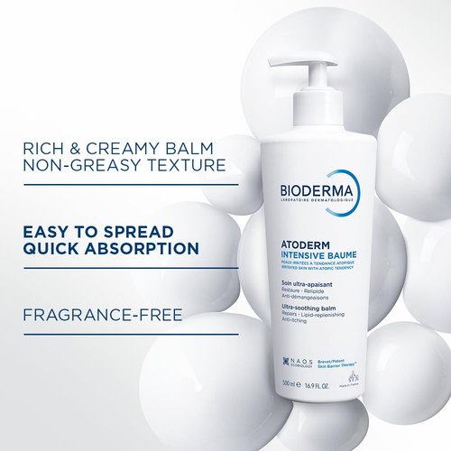 Bioderma Atoderm Intensive Balm Ultra-Nourishing Body Cream for Dry Skin, 16.9 Fl Oz