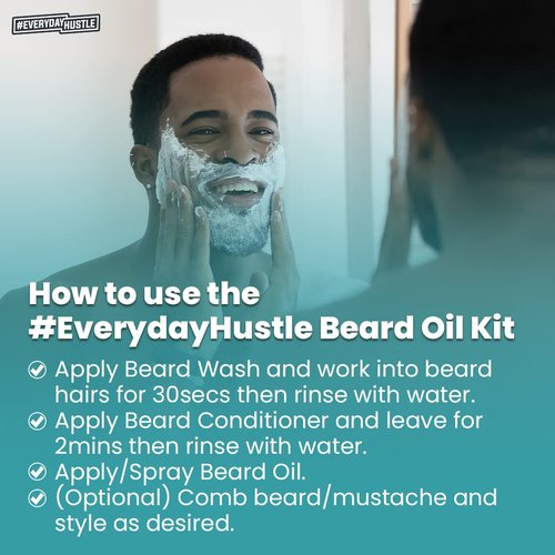 #EverydayHustle Premium Beard Care Kit for Men - With Shampoo, Conditioner & Spray Beard Oil - The Ultimate Beard Kit for Beard Moisture, Softening, Detangling, Grooming - 3-in-1 Pack