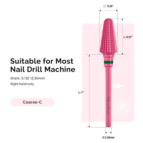 MelodySusie Professional Tornado Nail Drill Bits, 3/32'' Carbide Tungsten Multi-Function Bits, Suitable for Manicure Pedicure Cuticle Gel Polishing, Salon Bits, Pink Blossom, Series Bit-X, Coarse