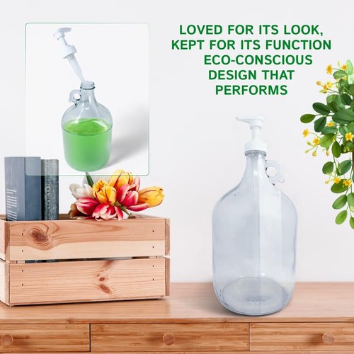 TidyFriend Glass Gallon Dispenser with Pump 128 oz (2 Pack), Refillable 1 Gallon Jug for Soap, Detergent, Hand Sanitizer, Syrup, Cleaning Solutions, Juices, Oils & More, Multi-Purpose Large Jar