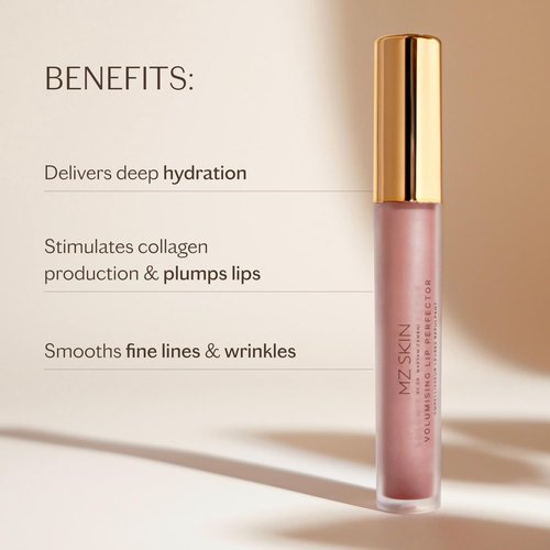 MZ SKIN Volumising Lip Perfector - Peptide Plumping Lip Gloss with Hyaluronic Acid & Mint | 0.10 fl oz Hydration & Volume Boost