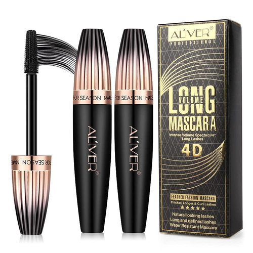 Skiennix 4D Silk Fiber Lash Mascara - Waterproof Black Volume & Length | Smudge-Proof, No Clumping, 2 Pack