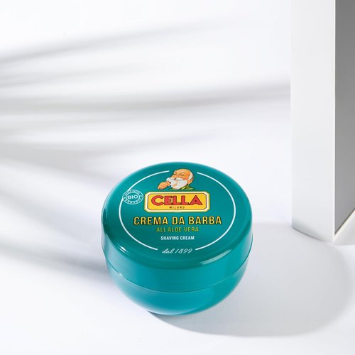 Cella Milano Aloe Vera Shaving Cream Soap - Luxurious Lather & Razor-Glide Protection | 150g, Made in Italy