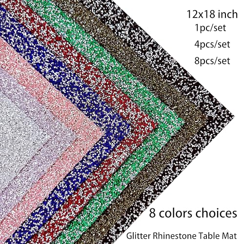 Green Glitter Rhinestone Table Mat 12x18 Inch Luxury Bling Crystal Placemat - Variation 8