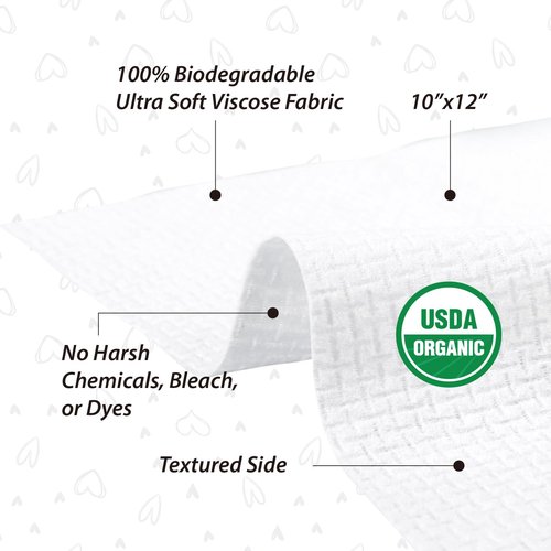 Disposable Face Towels, Biodegradable Facial Towels Clean Face Towels XL, Super Soft and Thick, Makeup Remover Dry Wipes, Face Cloths for Sensitive Skin, 10"×12" 50 Count (Aureate, Deluxe 10x12)
