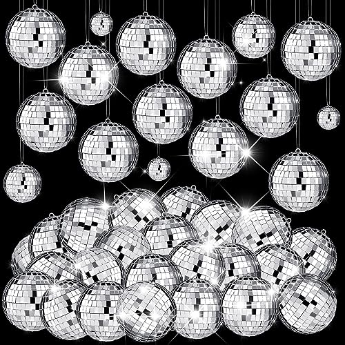 Mini Mirror Disco Balls Decoration Set - Silver 4 Inch, 20 Pieces for Parties & Weddings