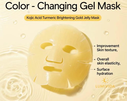 LumiVida Kojic Acid Turmeric Brightening Gel Face Mask | Overnight Firming & Hydrating for Elasticity & Glow | Korean Skincare with Niacinamide, Peptides & Hydrolyzed Collagen | 4 Pack
