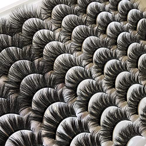 False Eyelashes Pack 30 Pairs - 6 Styles 10-20mm Dramatic Faux Mink Thick Lashes
