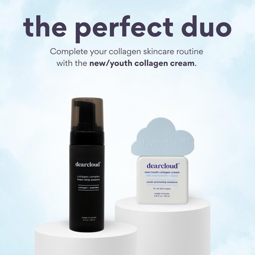 dearcloud Collagen Complex Foam Whip Essence – Anti Aging Collagen Support – Makeup Primer and Hydrating Primer – Collagen Moisturizer for Face (5 fl oz)