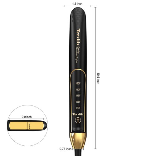 Terviiix 100% Titanium Flat Iron, 24K Salon Professional Hair Straightener and Curler 2 in 1, Non-Snagging Straightening Iron for One Swipe, 15s Ultra Fast Heating, Dual Voltage, Auto Shut Off, 1''